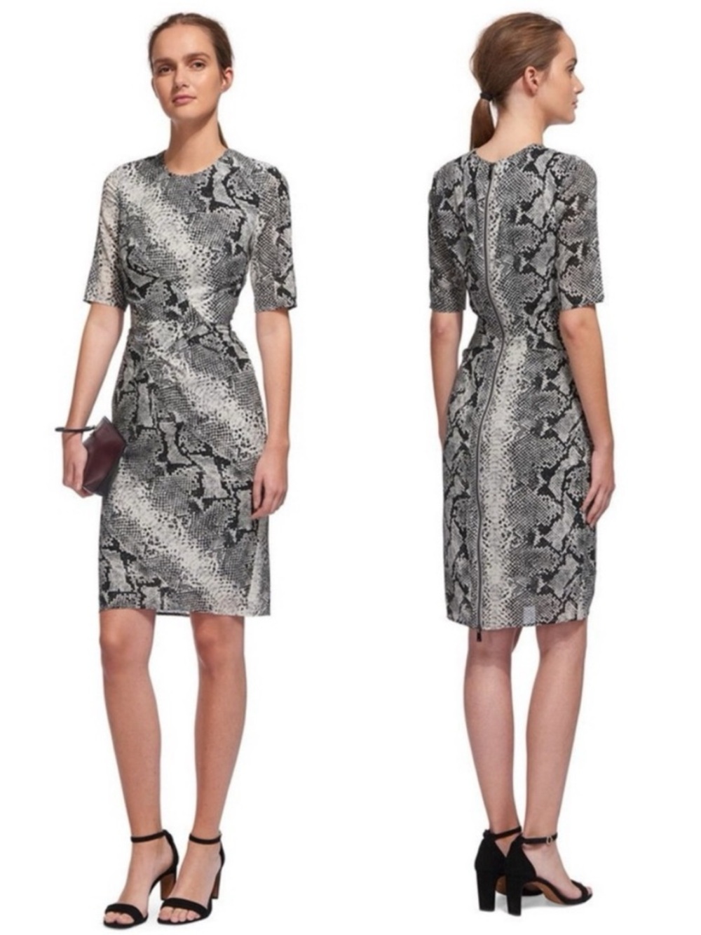 Whistles Snake Print Silk Midi Dress